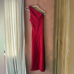 Zara One-Shoulder Scarlet Red Evening Gown